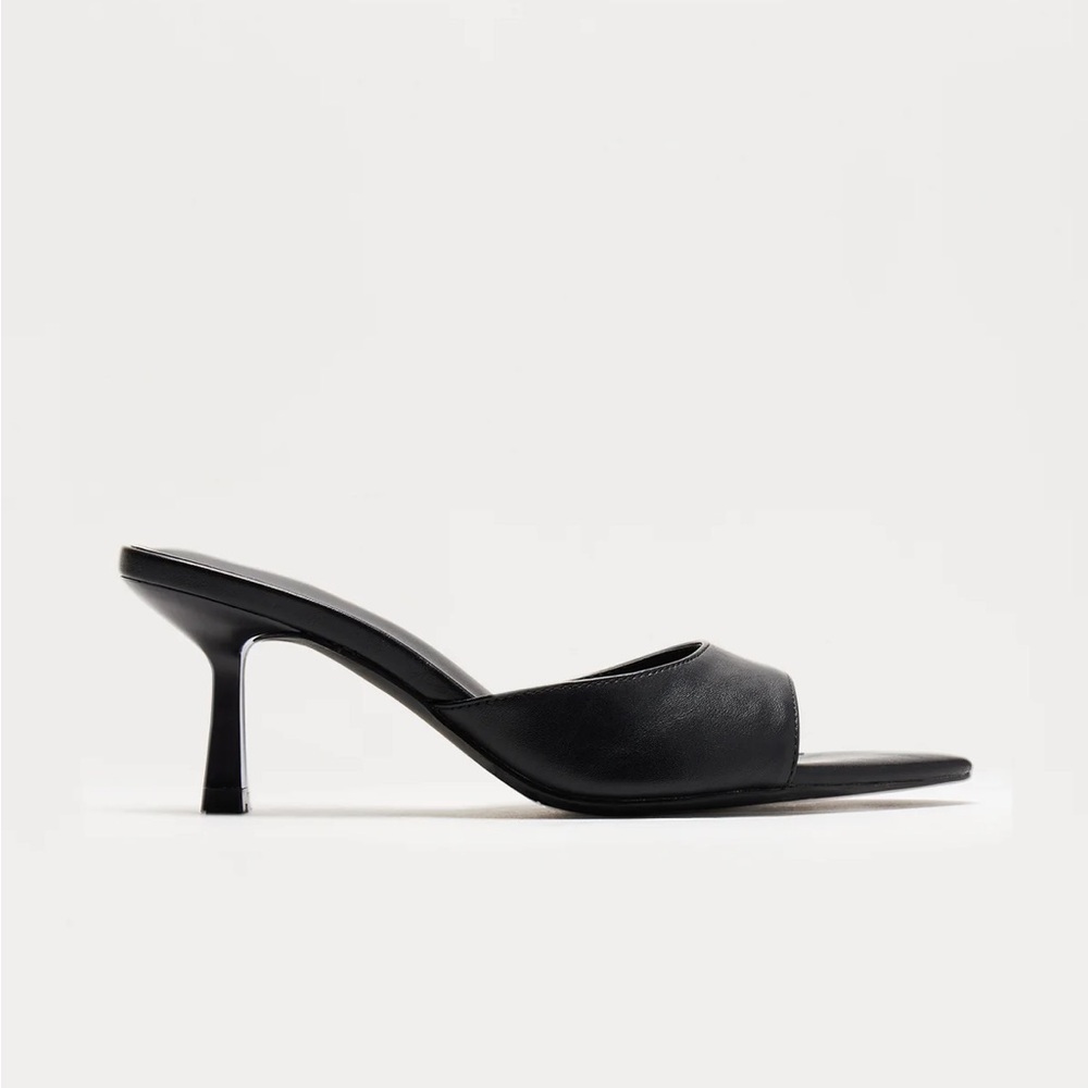 Black Heeled Mules, size 7.5, Like New !